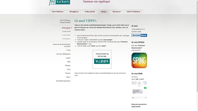 Nå kan du 'vippse' til misjonen!